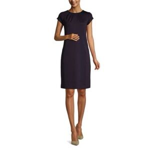 Lands End Women's Short Sleeve Ponte Dress- Navy